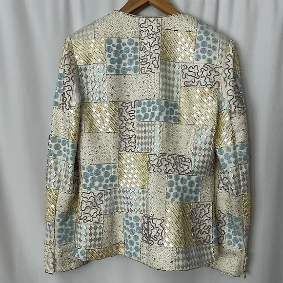 Vie by Victoria Royale NWT Vintage Yellow Beaded Blazer Jacket Coat **Sz 8**🌸🌸 - Picture 2 of 9